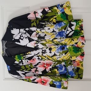 Notations Floral Blazer/Jacket. Sz Small. 3/4 Sleeves